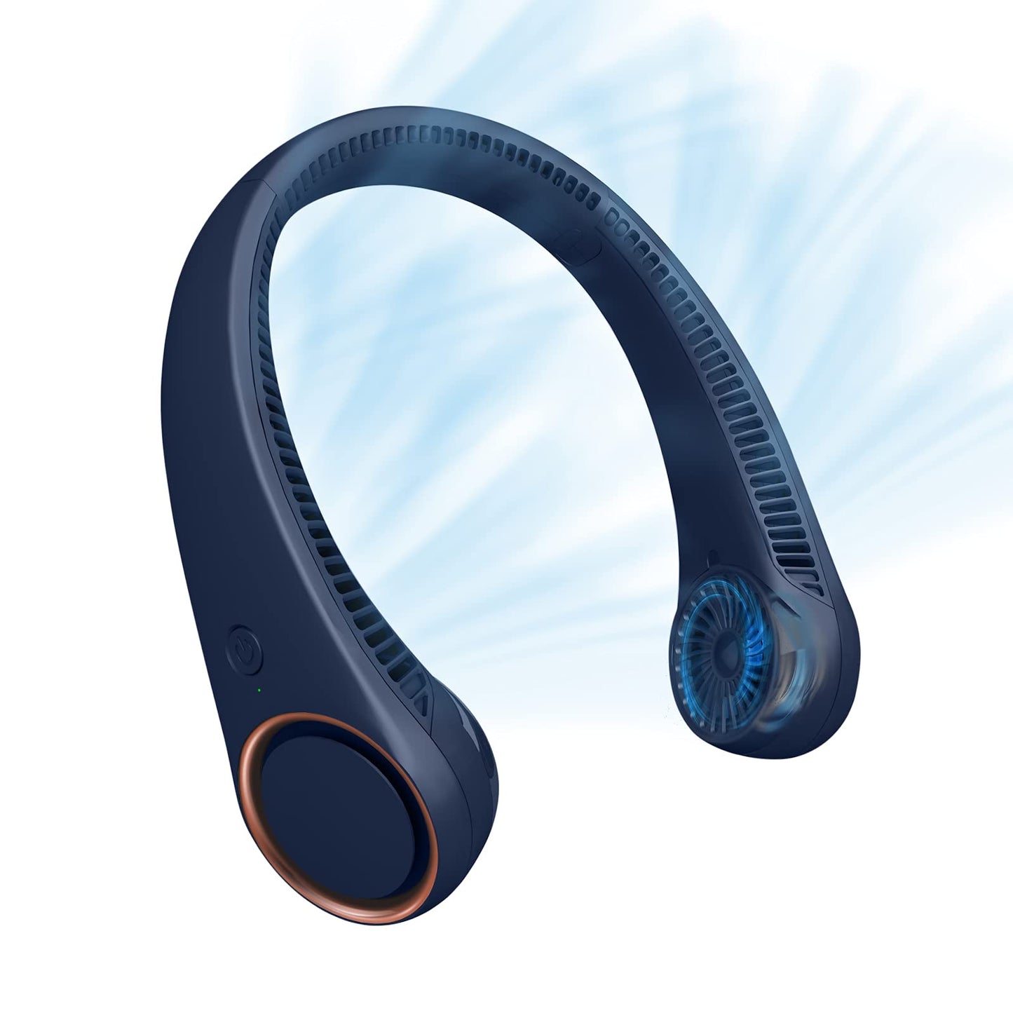 CIVPOWER Neck Fan: Portable Personal Neck Cooling Rechargeable Bladeless Fan - Hands Free 3 Speed 4000 mAh Battery USB Operated Wearable Headphone Design - Gift for Men Women Outdoor (Dark Blue)