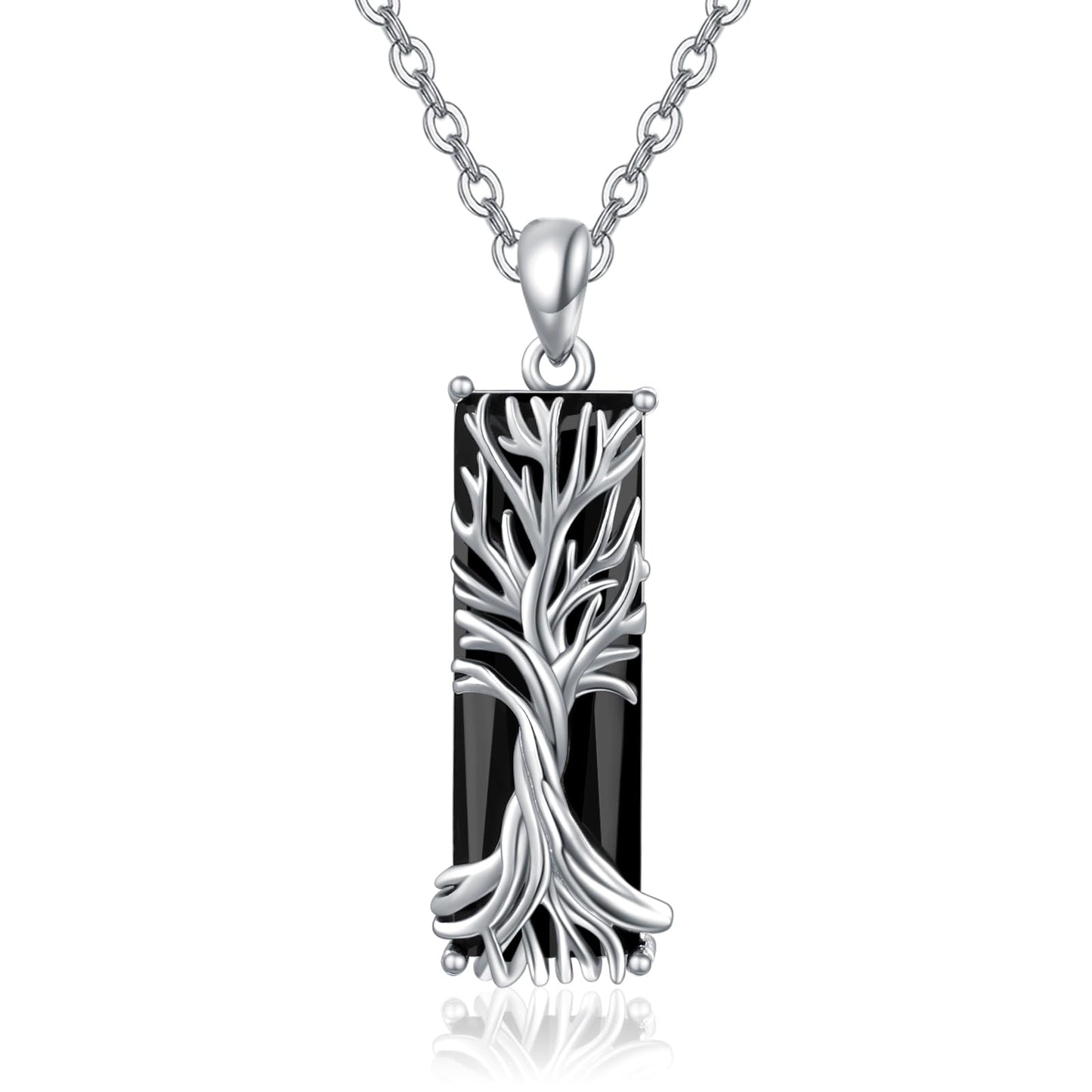 AENEAS Celtic Tree of Life Necklace for Women Men 925 Sterling Silver Black Crystal Tree of Life Pendent Fancy Jewelry Gifts for Her Wife Women