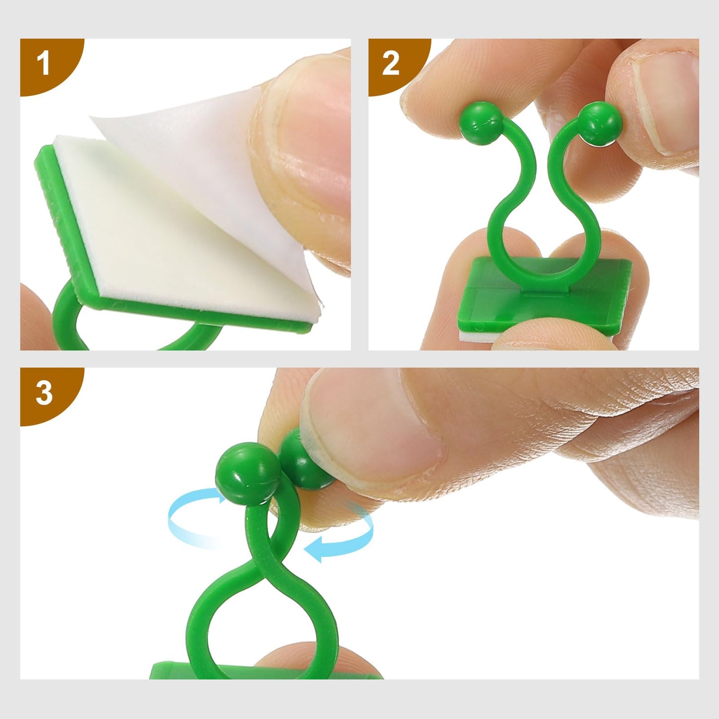 uxcell 100Pcs Plant Climbing Wall Fixture Clips, Plant Fixer Self-Adhesive Hooks Wire Fixing Supporting for Indoor Outdoor Decoration and Cable Wire Fixing (Green, 13.3mm/0.52")