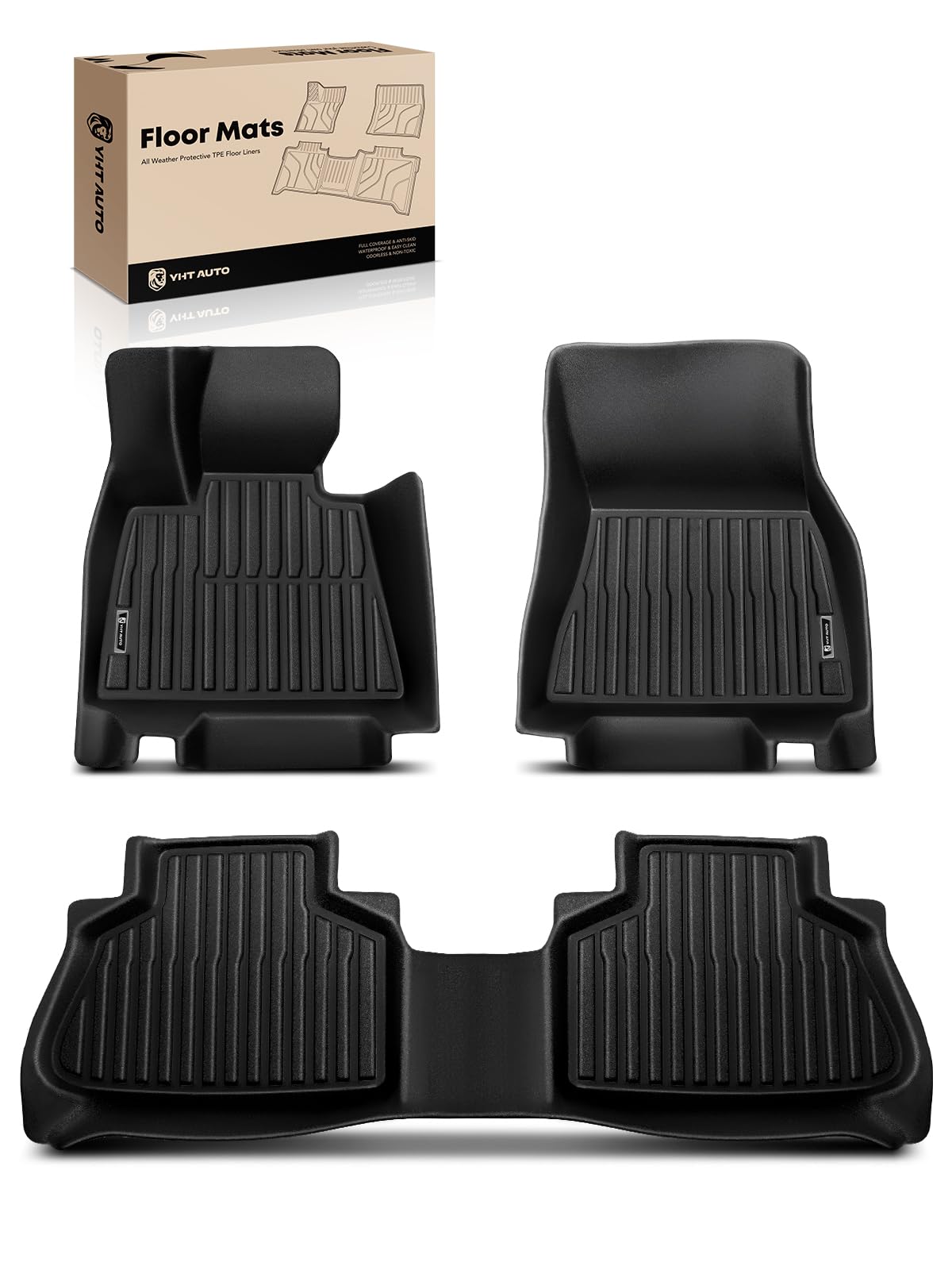 YHTAUTO Floor Mats Fit 2019-2026 BMW X5 G05 5-Passenger, TPE All Weather Car Mats Waterproof Anti-Slip Odorless Floor Liner, Interior Car Accessories Front & 2nd Row Liner