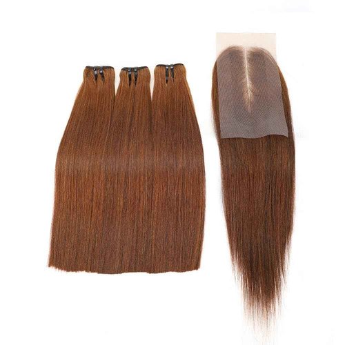 DreamPack Bone Straight Virgin Human Hair 3 Bundles with 2 * 6 Closure Raw Hair 15A Bundles 100% Unprocessed Premium Raw Hair for Women Natural Color (10"10"10" + 8", 33#)