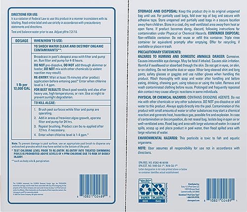 Clorox® Pool&Spa™ Shock XTRABLUE® Plus, Kills Bacteria & Algae in Swimming Pools, Swim-Ready in 15 Minutes, (12-Pack), Granular