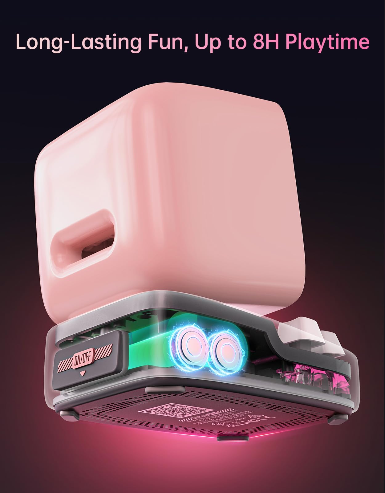 Divoom Ditoo Retro Pixel Art Game Bluetooth Speaker with 16X16 LED App Controlled Front Screen (Pink)
