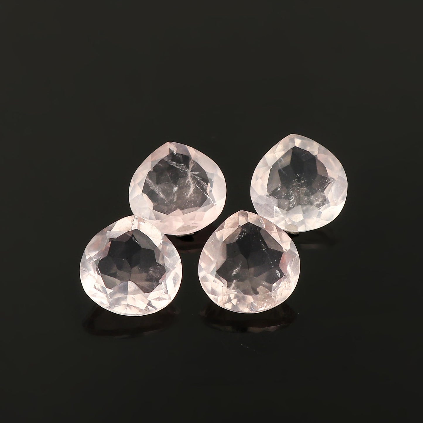 CRYSTALIS 4pcs Natural Rose Quartz, Briolette Cut, Loose Gemstone, Wholesale Bulk Cabochons, Jewelry Making Supply, Chakra Healing Polished Stones, Wire Wrapping, DIY, Gem Collection, 12-15mm