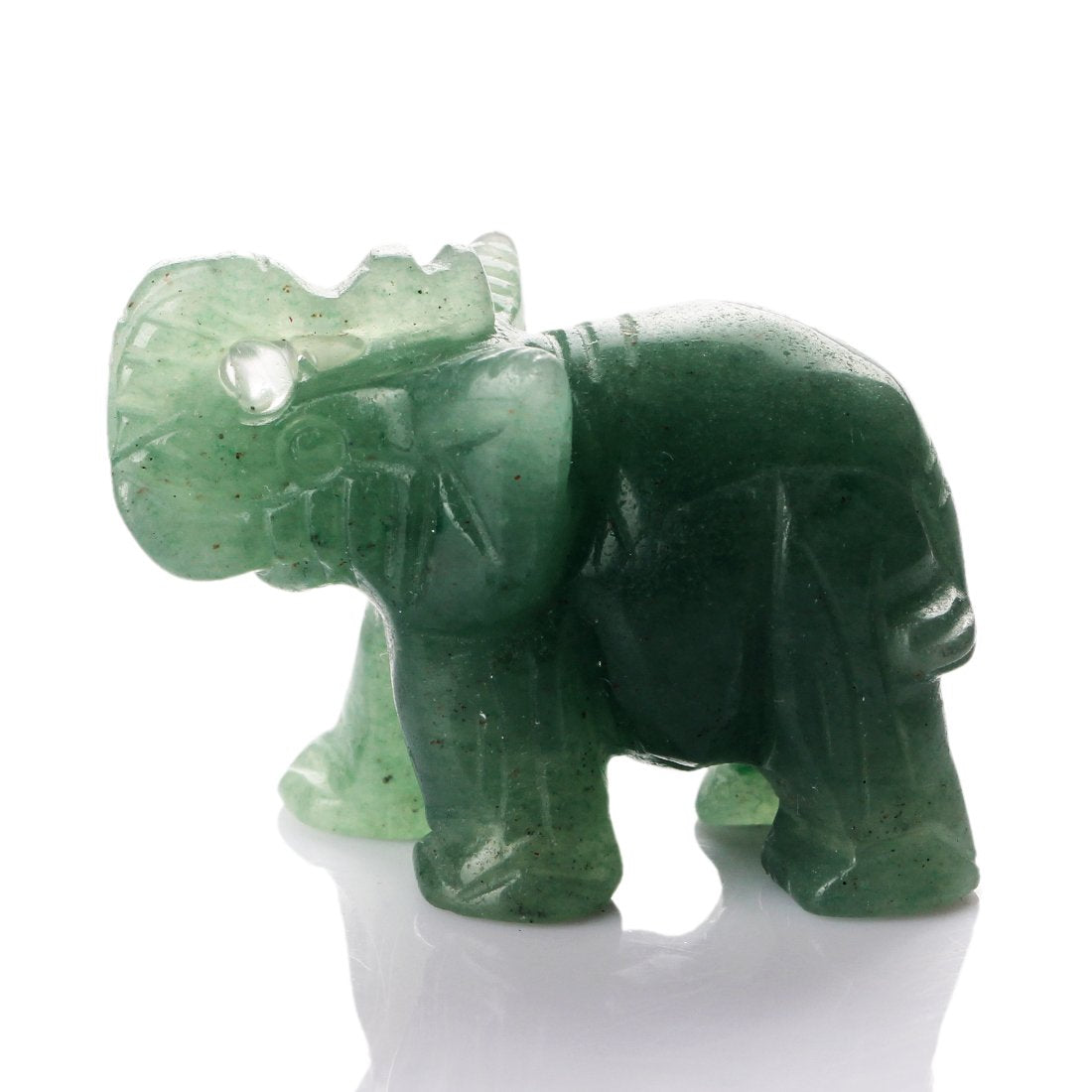 Green Aventurine Elephant 1.5 Inches Statue Crafts Natural Stone Carved Figurine Chakra Carving Stones Healing Reiki Free Pouch (Green Aventurine)