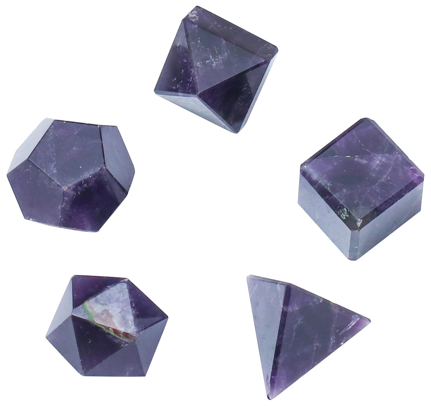 Crocon Amethyst 5 Pcs Platonic Sacred Stones Geometry Set for Chakra Stone Healing Balancing Reiki Healing Spiritual Good Luck Home Office Decor Size: 1520 mm