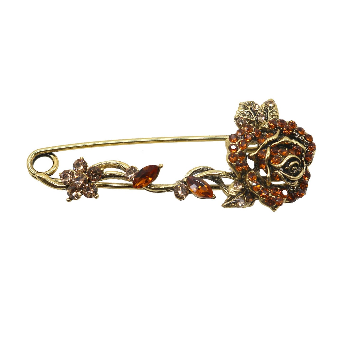Retro Rose Flower Crystal Brooches Pins Elegant Beautiful Rhinestone Floral Brooch Good Idea for Party Dance Wedding Banquet Fashion Jewelry for Womens Girls (Retro Rose Flower)