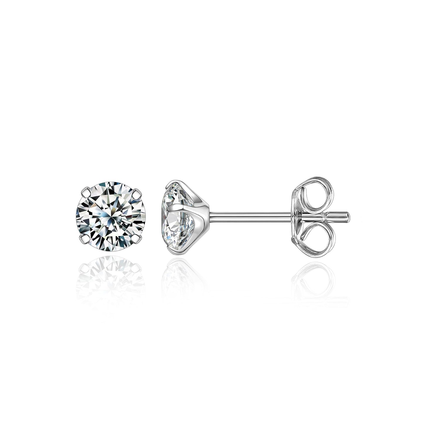 Limerencia G23 Pure Titanium Earrings F136 Implant Grade Titanium Studs 20G Hypoallergenic Round Cubic Zirconia/Princess-Cut/Square/Ball Earrings for Women Men Sensitive Ears(6mm Cubic Zirconia)