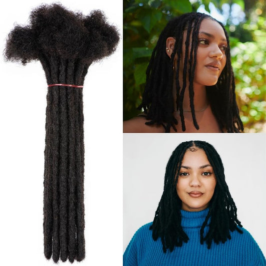 LinkMai 0.2-0.8cm Locs 8-18 I nch 20 Strands 100% Real Human Hair Dreadlock Extensions for Man/Women Permanent Loc Extensions Bundles Can Be Dyed Bleached Curled & Twisted (0.8CM, 1B, 8 INCH)