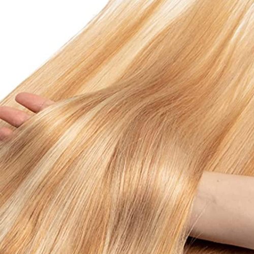 Giginger Bundles Human Hair P27/613 Blonde Straight Human Hair Bundles 16 18 20 Inch Highlight Honey Blonde Unprocessed Quick Weave Soft Sewn In Hair Extensions for Black Women