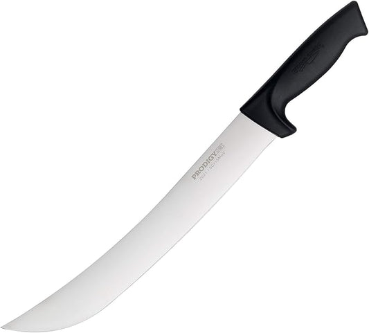 Ergo Chef Prodigy Series 12-Inch Cimeter Breaking Knife - High Carbon Stainless Steel Butcher Knife with Curved Blade, Ergonomic Non-Slip Handle, Black