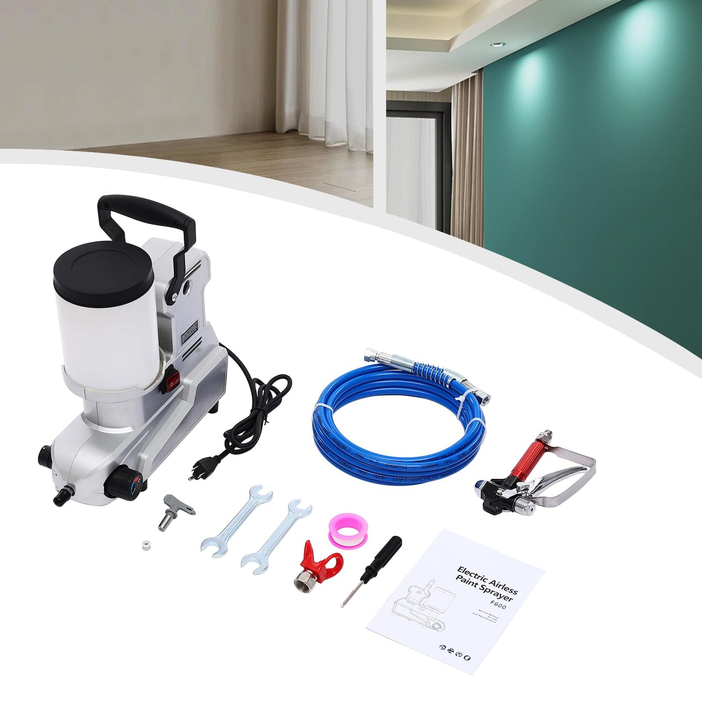 Airless Paint Sprayer,1600W High Pressure Efficiency Airless Stand Sprayer for Home Interior, Exterior, Commercial Use, DIY Handyman-Professional Contractor Grade Spray Paint Machine