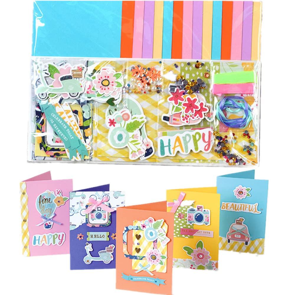 Gigicloud Paper Card Making Kits Colorful Handmade Greeting Card Kits Diy Making Material Set For Birthday Invitation, Thanksgiving, Christmas,Holiday,Baby Shower