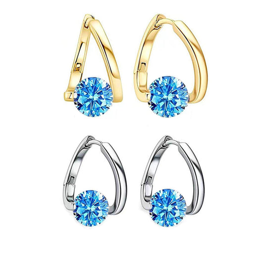 2 Pairs Halolux Lymphvity Germanium Earrings,Halolux Lymphvity Drainage Cubic Zirconia Earrings Lymphati Activity Hoop Earrings for Women Lymphvity Therapy Earring Jewelry (Blue)