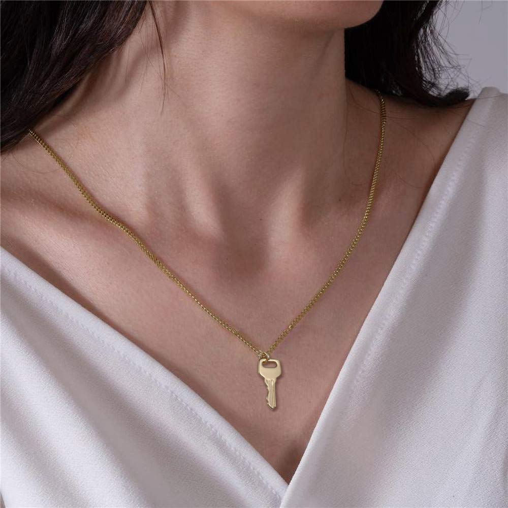 Layered Key Lock Necklace for Women, Layered Key and Lock Necklace for Women Layering key Chain Necklaces
