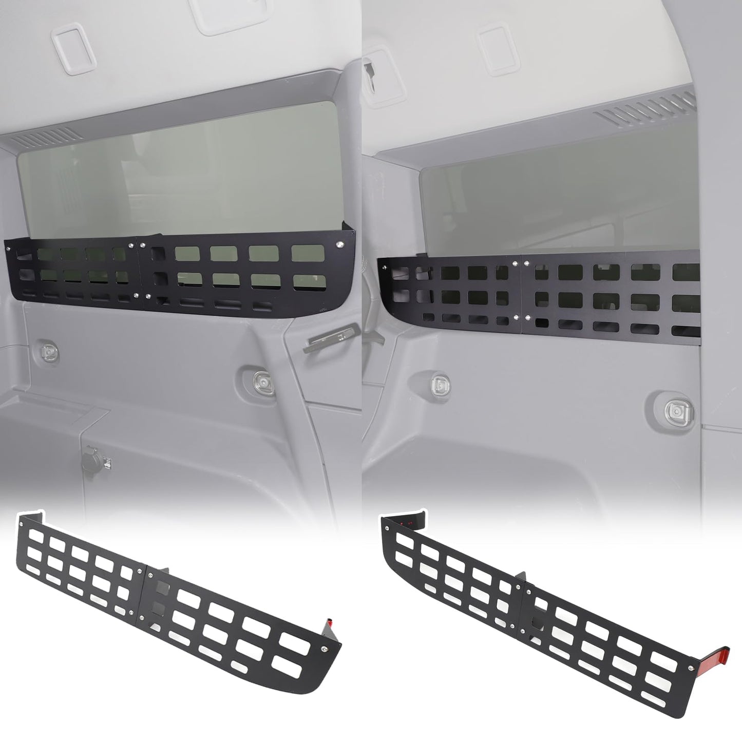 Trunk side window storage enclosure Compatible with Ineos Grenadier 2020-2025 Rear Window Storage Rack Bracket on The Side of The Trunk，Molle Panel Side Fence Storage Tray Accessories (Left+Right)