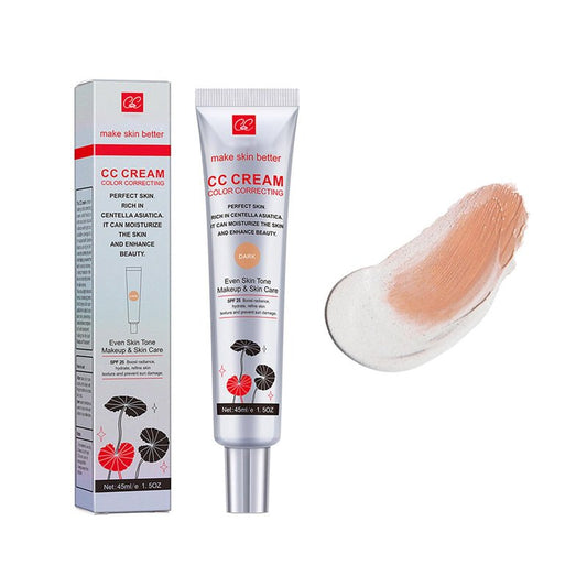 wwaiwenl Color Correcting CC Cream with SPF 25, Coverage Lightweight Foundation, Invisible Pores,Rich In Centella Asiatic,Hydrating Serum,Refine Skin Texture, Avoid Sun Damage (Dark, Dark)