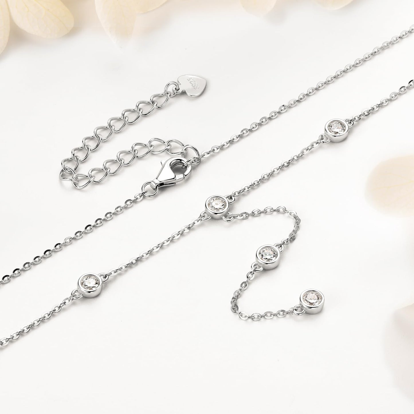 DYUNQ Moissanite Necklace for Women Sterling Silver, Imitation Diamond Lariat Drop Y necklace, Dainty Simple Long Prom Bridal Wedding Hypoallergenic Neckalces, 16 to 20 Inch
