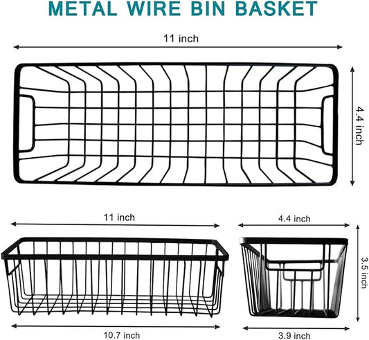 SheeChung 4 Pack Farmhouse Metal Wire Basket Bin with Wall Mount and 2 Pack Bathroom Soap Dishes Tray with Drain Metal Sponges Scrubber Holder Bar Soap Dispenser Saver