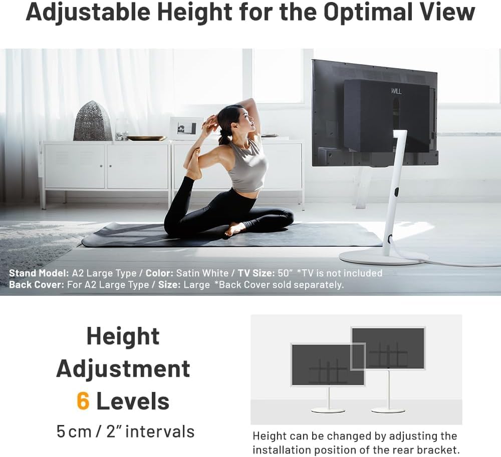 WALL Seven Stand A2 Large | Rolling TV Stand for 45–80" w/ 37.4" Soundbar Shelf | Walnut | Portable TV Stand with Shelf | Height Adjustable, Space Saving, for Living Room and Bedroom