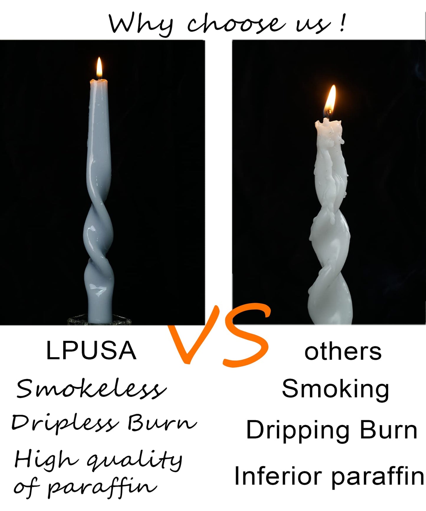 LPUSA Brown Spiral Taper Candles Twisted Candle Conical Stick Candles for Holiday Wedding Party Wax Unscented Dinner Candle Dripless,Birthday Gift Christmas Gift H 10 Inch,4pcs（Brown-B）