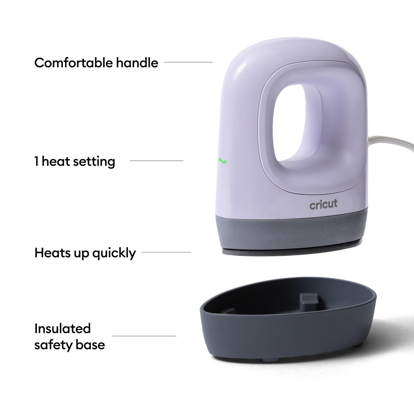 Cricut EasyPress Mini™ LT - Lavender - Mini Heat Press for Pressing Shoes, Baby Clothes, T-Shirts, & More - Easy to Use with a Single Setting - Precision Tip - Compact & Portable Mini Iron