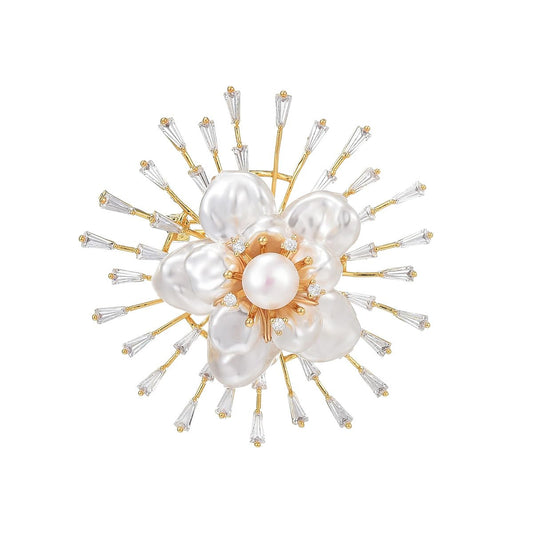 AILONMEI Brooches and Pins for Women Elegant Flower Pearl Brooches Costume Broches Jewelry Lady Christmas Pin for Women (GD-0116)