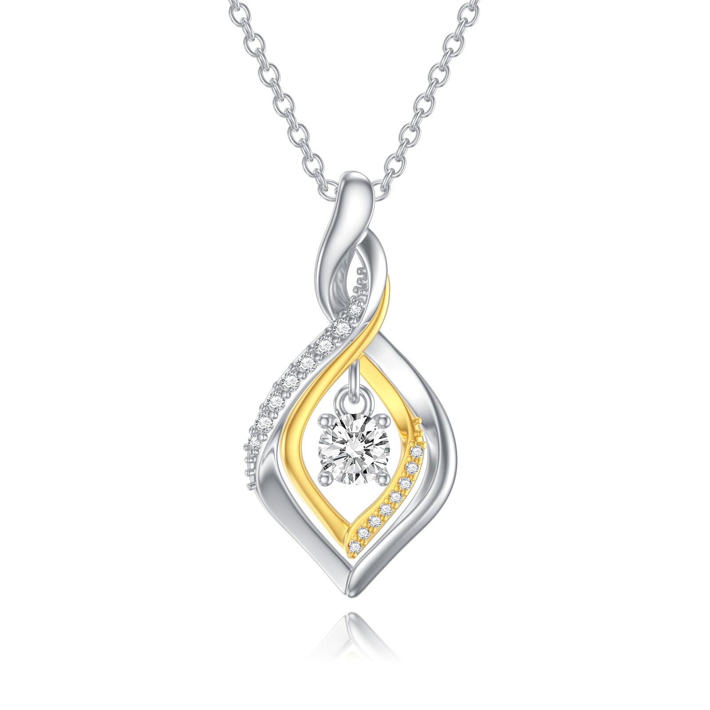 ZBA Natural Diamond Infinity Necklace for Women, 14K Gold Plated Sterling Silver Diamond Inifnity Pendant Necklace Jewelry Birthday Christmas Gift for Her Mom Wife(0.072ct, Color F-G/Clarity I1-I2)