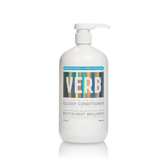 VERB Glossy Conditioner, 32 fl oz – Conditions, Detangles + Adds High Shine for Thick to Coarse Hair – Vegan, No Parabens or Harmful Sulfates