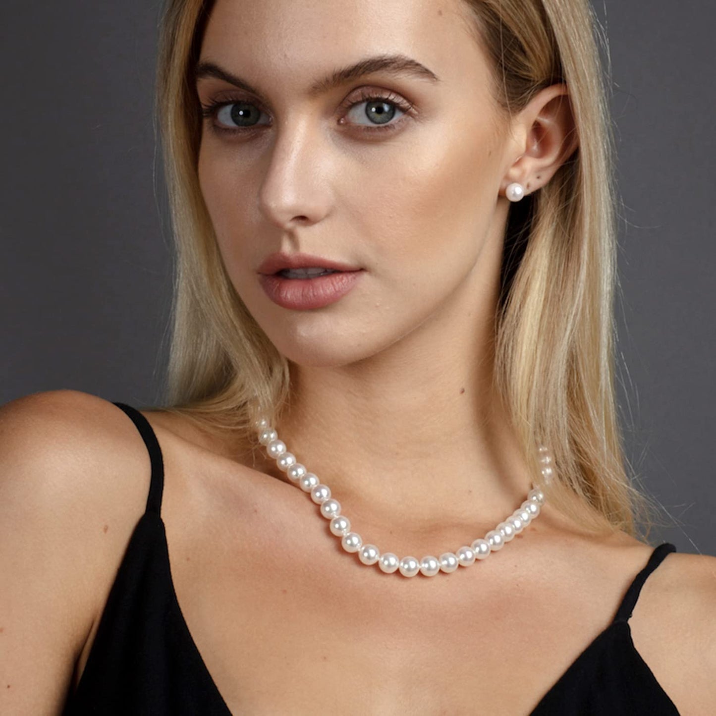 Cryshimmer Pearl Choker Necklace for Women Faux Pearl Beads Strand Pearl Necklaces Wedding Brides Costume Jewelry,8MM