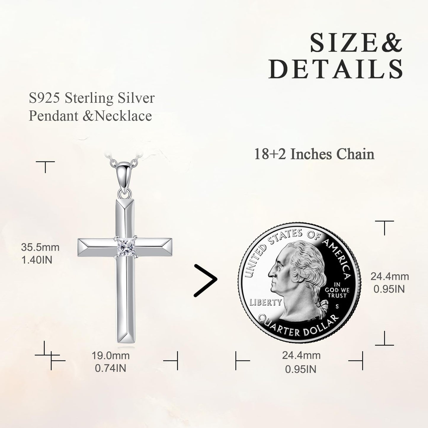 VONALA Cross Necklace for Women 925 Sterling Silver April Birthstone Cross Pendant Necklace Birthday Jewelry Gifts for Women
