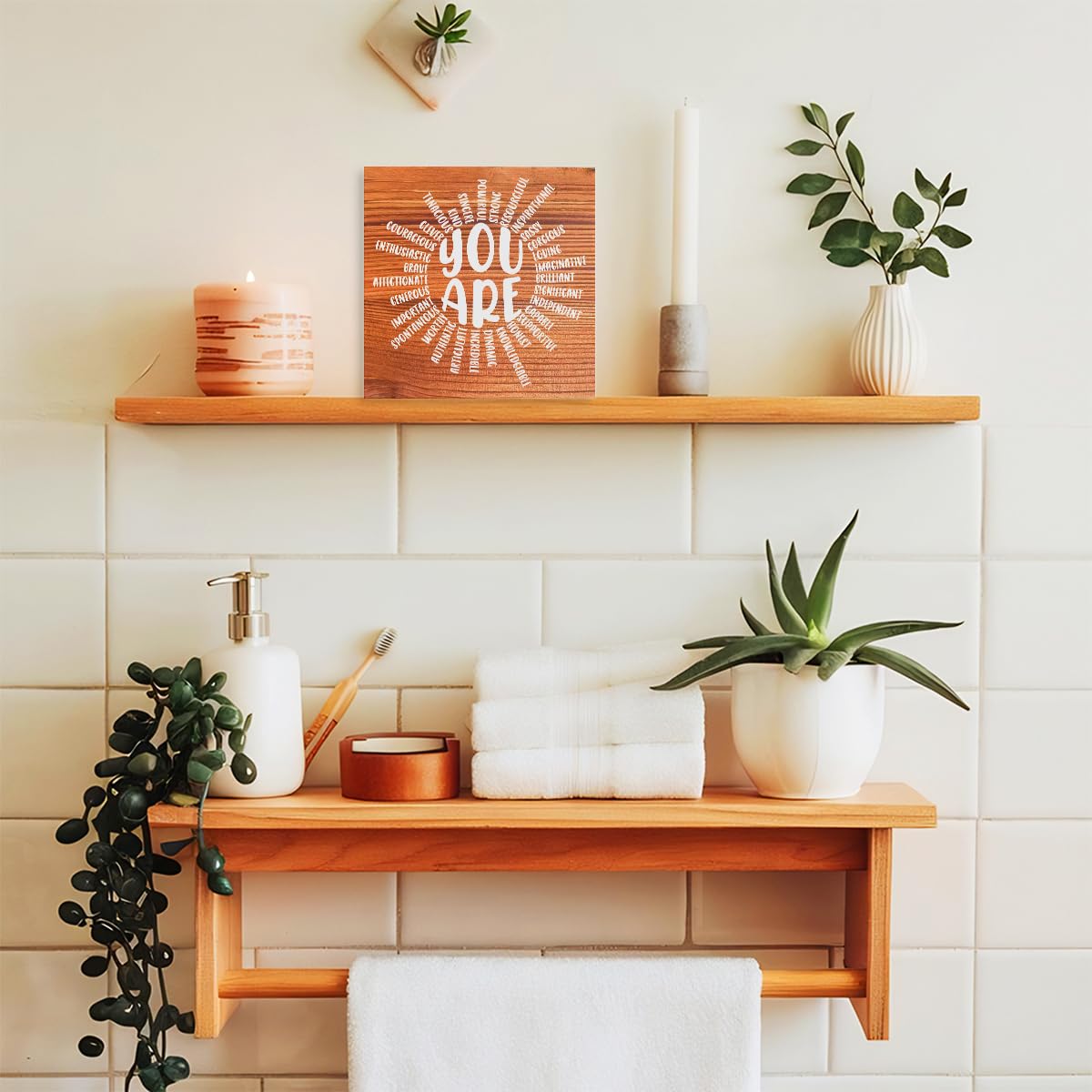 Inspirational Wood Box Sign You Are Sun Wooden Block Signs Motivational Quote Desk Décor for Home Office Bedroom Table Décor-Rustic Positive Desk Decor