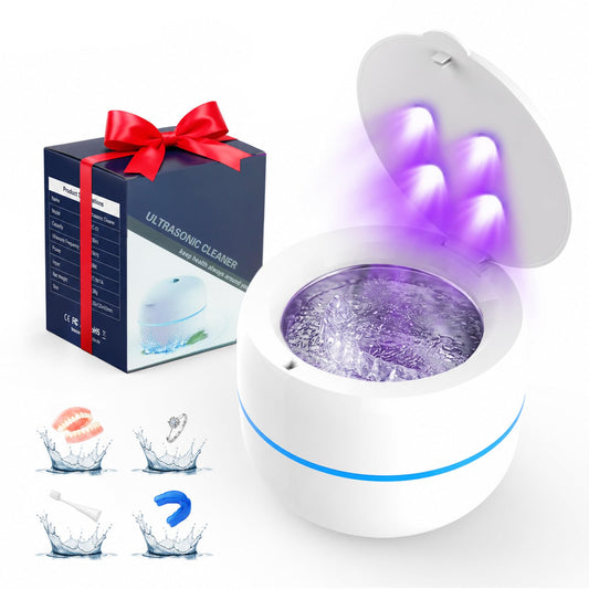 Voraiya Ultrasonic Retainer Cleaner Machine 45kHz 4 U-V Lights Dental Cleaning Pod 2 Modes 200ml, Dentist-Designed Ultrasonic Dental Retainer Cleaner for Dentures, Aligners, Night Guards, Mouth Guards