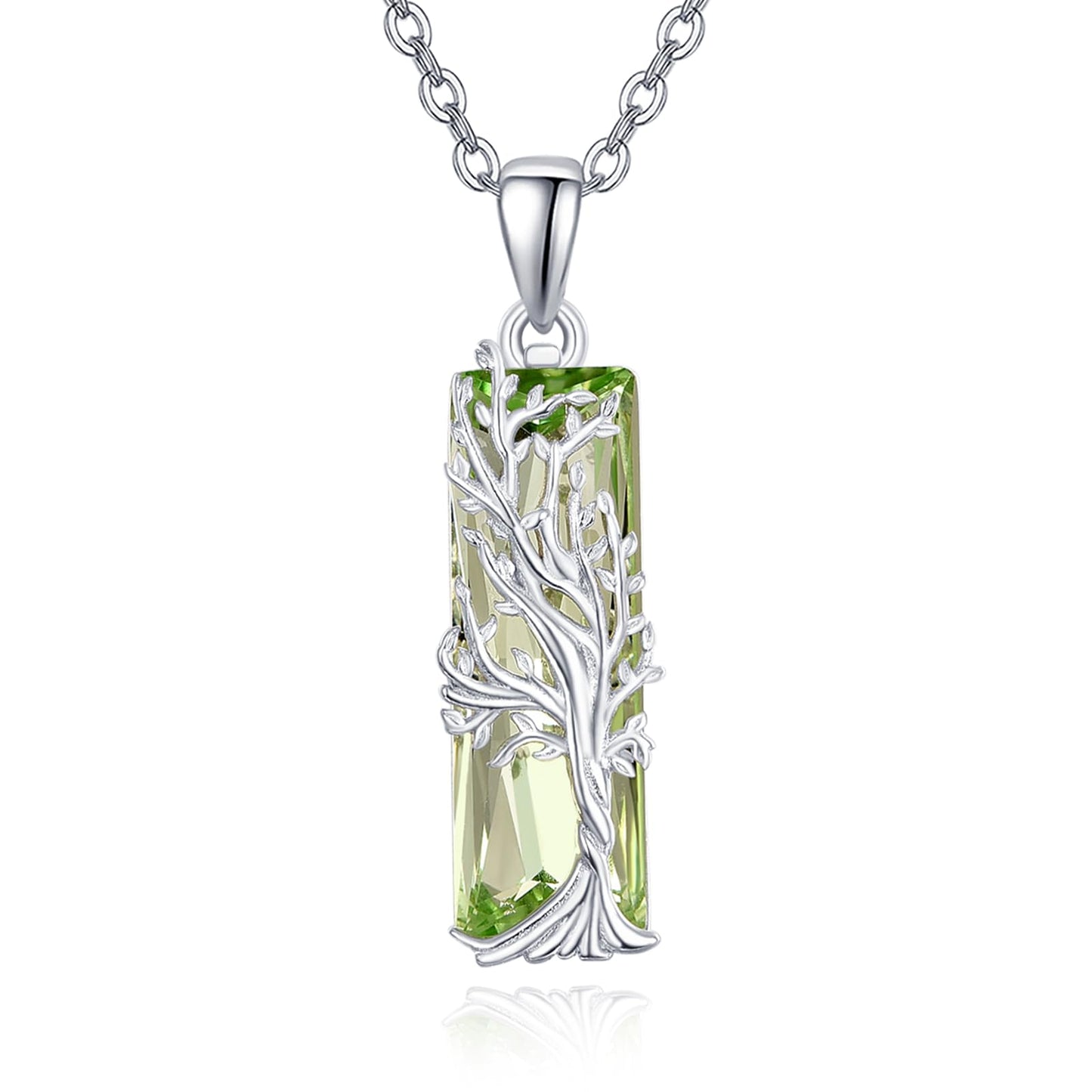 AENEAS Valentines Day Gifts for Women Her Tree of Life Necklace 925 Sterling Silver Green Crystal Pendant Elegant Tree of Life Jewelry Gifts for Women Mother Wife