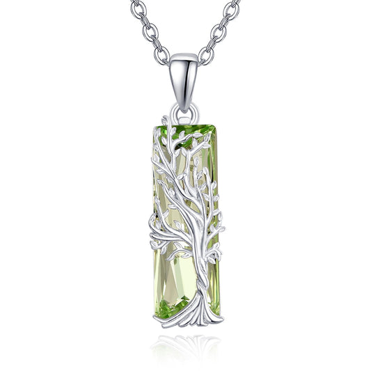 AENEAS Valentines Day Gifts for Women Her Tree of Life Necklace 925 Sterling Silver Green Crystal Pendant Elegant Tree of Life Jewelry Gifts for Women Mother Wife