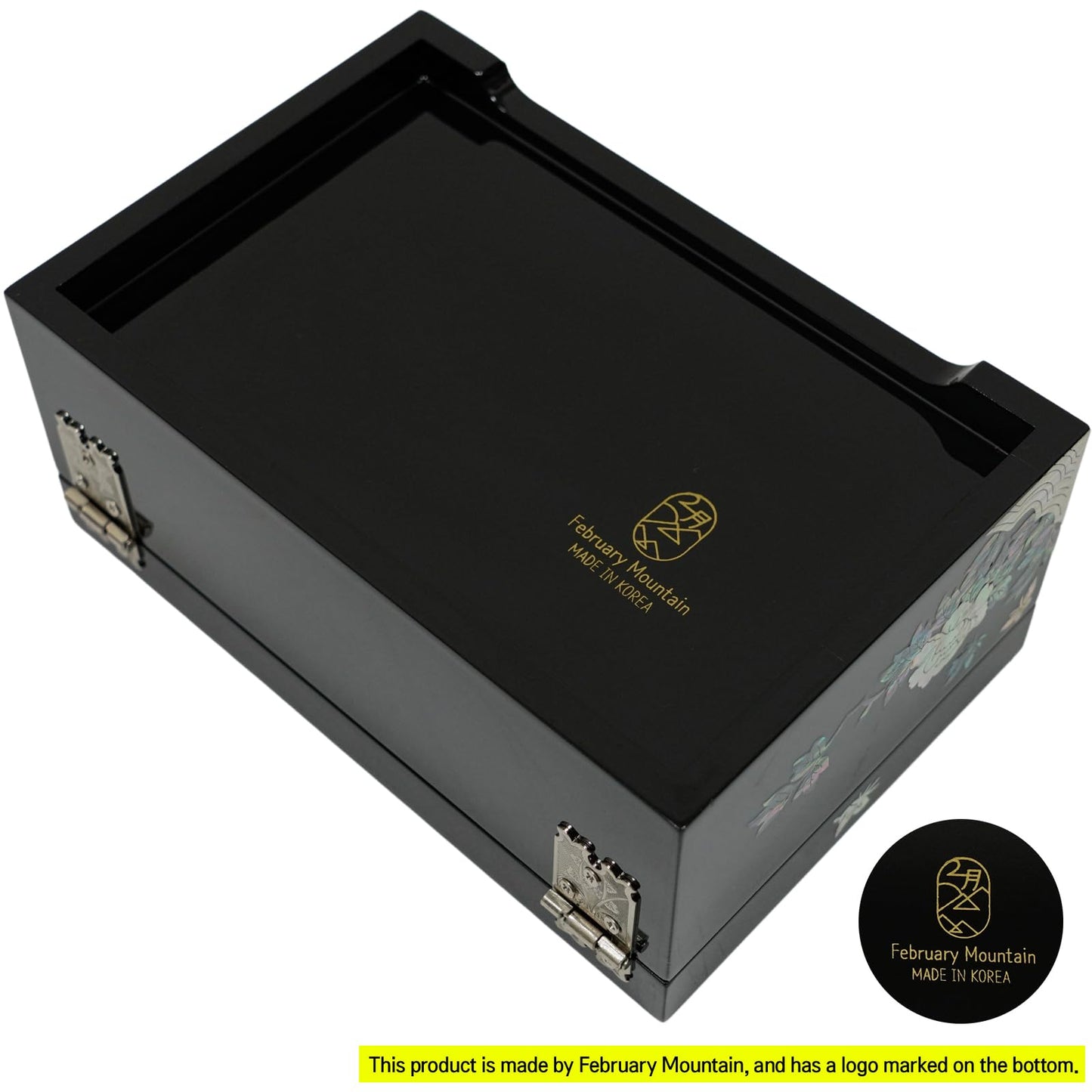 February Mountain Mother of Pearl Jewelry Organizer Box with Ring Tray - Gifts for Women Unique gift for women who have everything