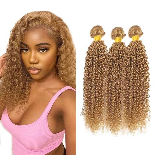 Giginger Brazilian Human Hair Bundles 18 20 22 Inch Honey Brown 27 Color Jerry Curly Wave Bundles Human Hair Unprocessed Virgin Quick Weave Hair for Black Women
