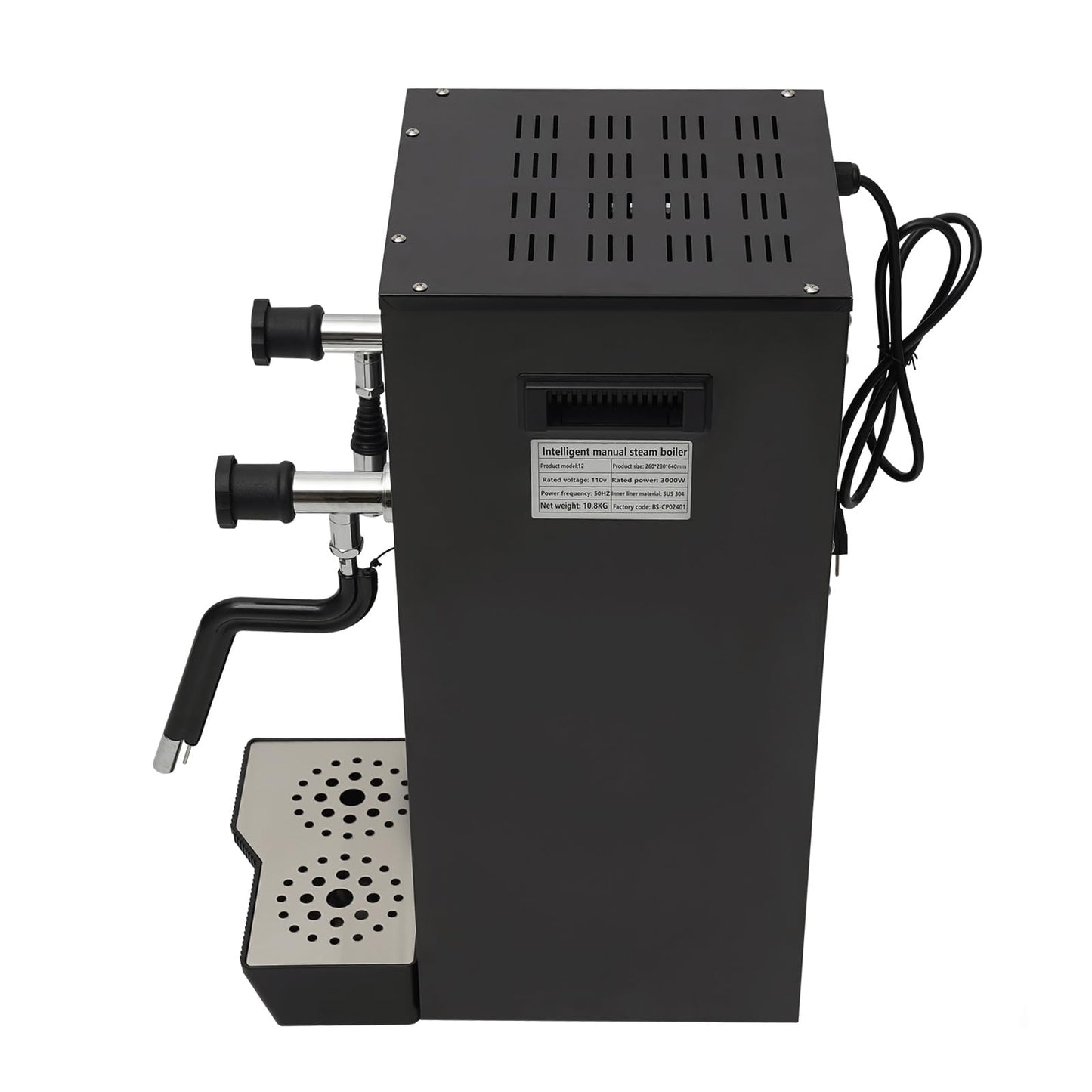 Commercial Milk Frother, 3KW 12L Multi-Purpose Full-Automatic Steam Boiling Water Frothing Machine Steam Milk Frothing Machine with 12H Timing Function for Tea Coffee Dessert Milk (BLACK)