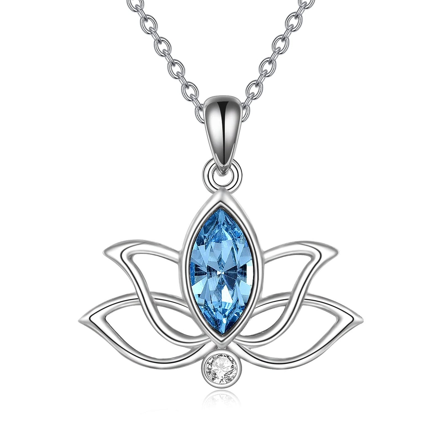 YFN Lotus Necklace for Women Sterling Silver Crystal Lotus Flower Pendant Necklace Yoga Jewelry Gifts for Women