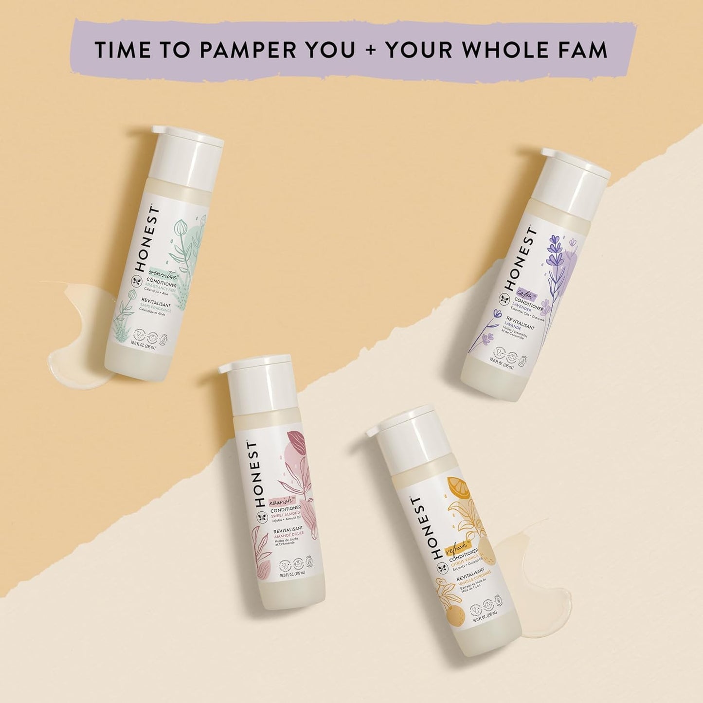 The Honest Company Silicone-Free Conditioner, Gentle Tear-Free Hypoallergenic Baby Hair Care with Naturally Derived Ingredients Lavender Calm 10 fl oz