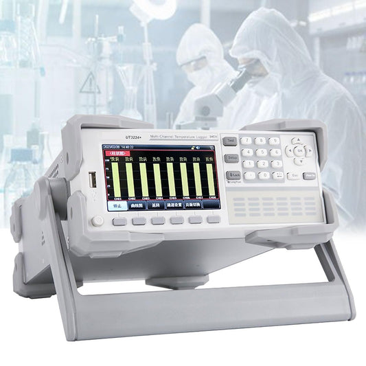 16-Channel Intelligent Thermometer, Digital DisplayTemperature Tester with 8G SD, 0.01℃ Precision Thermocouple Temperature Measuring Instrument, Support J,K,T,E,S,N,B,R Type Thermocouples, for Motors