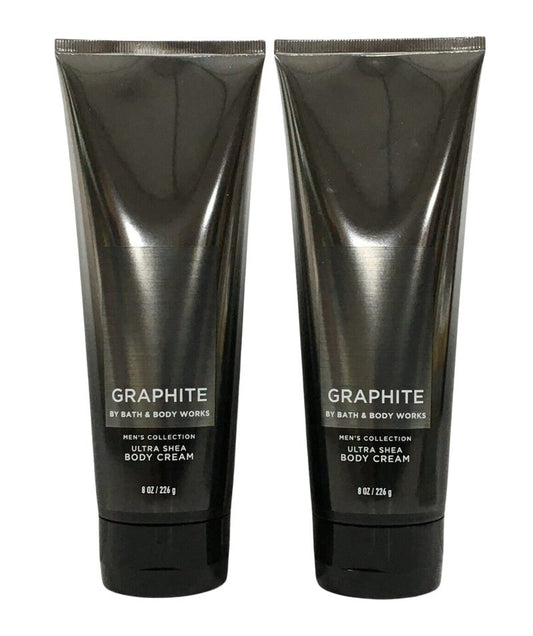 Bath and Body Works Graphite Men's Collection 24 Hour Moisture Body Lotion Lot of 2- Full Size 8 Oz, 238 Ml each (Graphite)
