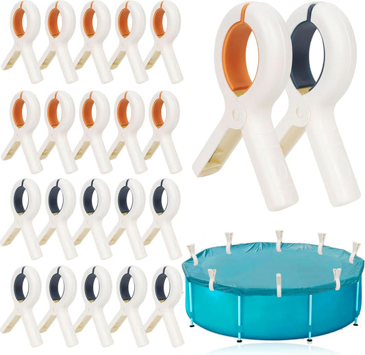 Above Ground Pool Cover Clips - 20 Pcs 5.1 Inch Pool Cover Spring Clamps, Large Heavy-Duty Swimming Pool Cover Clip Holder, Plastic Winter Above Ground Pool Cover Fasteners for Towel Beach Chair