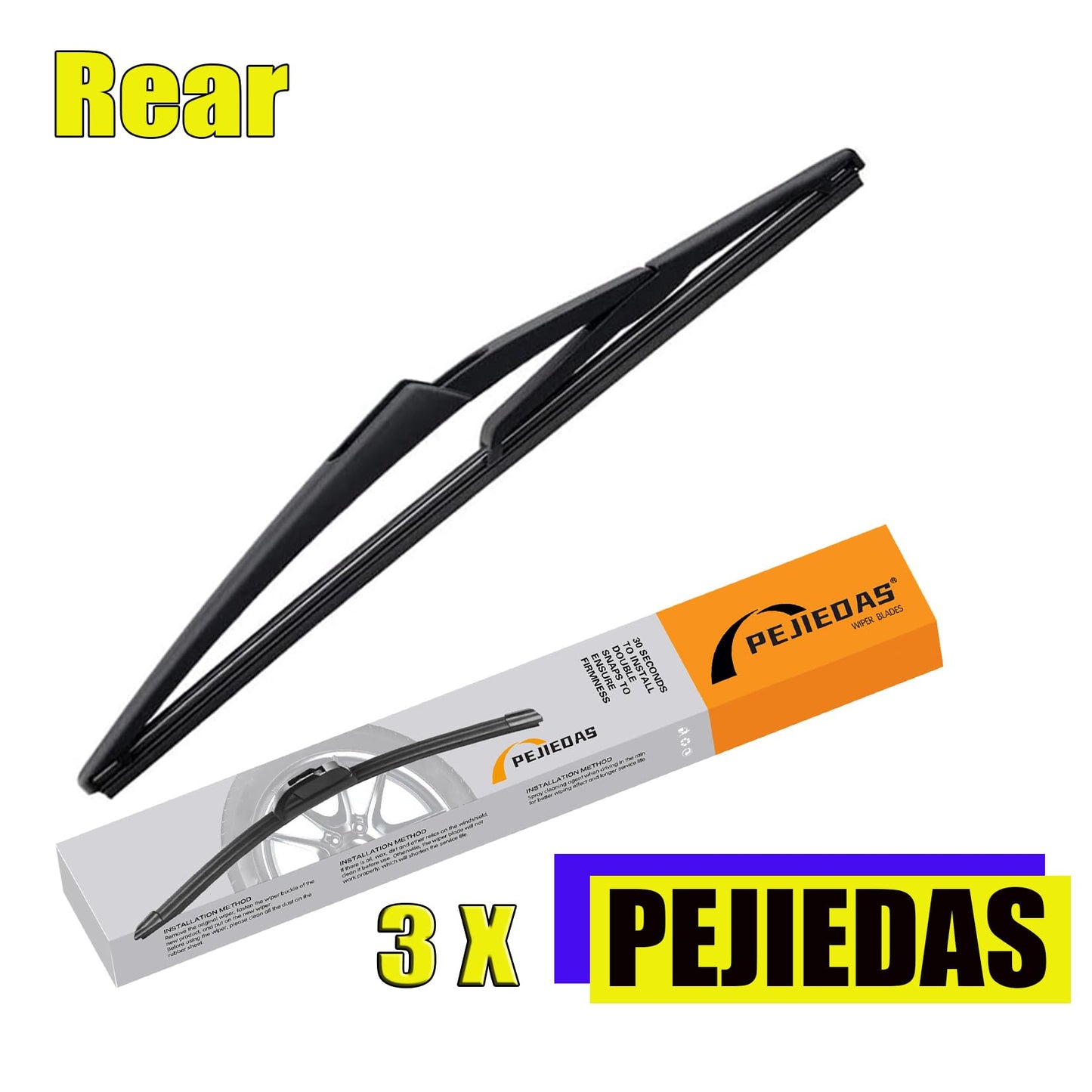 PEJIEDAS 3 x OEM Wiper Blades, Replacement Wiper Blades for Ford C-Max 2013-2018, (28“ & 26” Front Wipers + 12” Rear Wiper Blades)