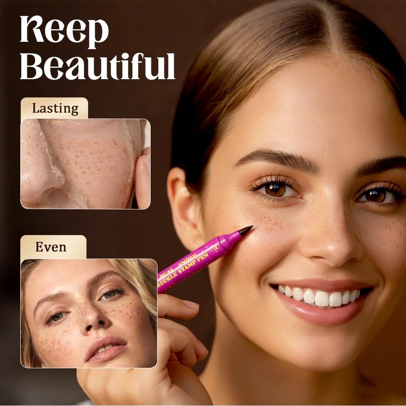 2 Pcs Freckles Stamp Pen, 2026 New Dual-Ended Waterproof Freckle Pen, Realistic Long-Lasting Freckles Makeup, Smudge-Proof Fake Freck Pen for Natural (Deep Brown)