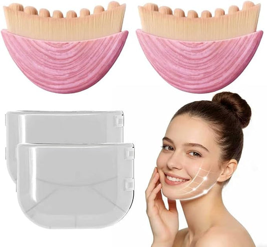 2PCS Lymphatic Contour Face Brush,Lymphatic Drainage for Face Sculpting, Anti-Puffiness & Skin Tightening, Gentle Lifting for All Skin Types, Contour Brush for Jawline Definition