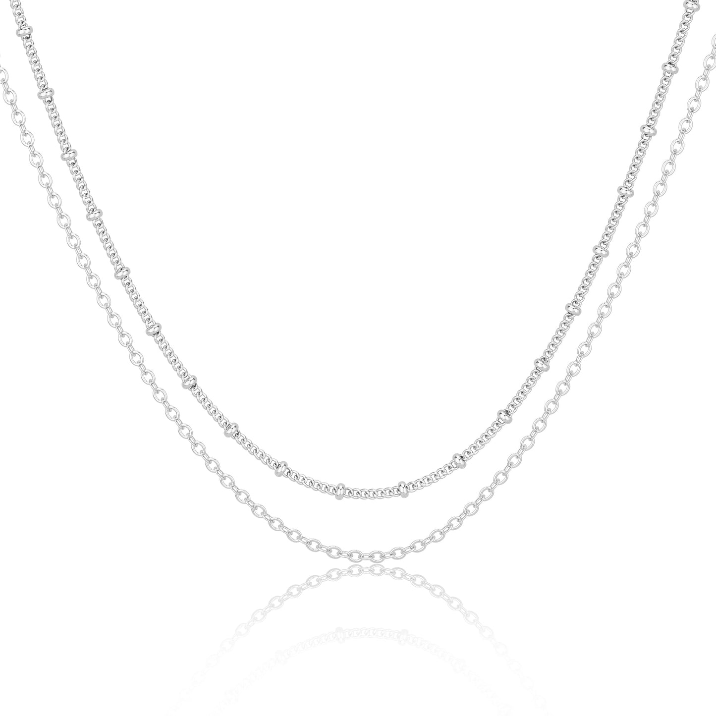 MBW Simple Layered Necklaces for Women, Dainty Silver Plated Satellite Chain Necklace for Women layering Necklaces Thin Choker Stacked Necklace Silver Jewelry Set Gift for her