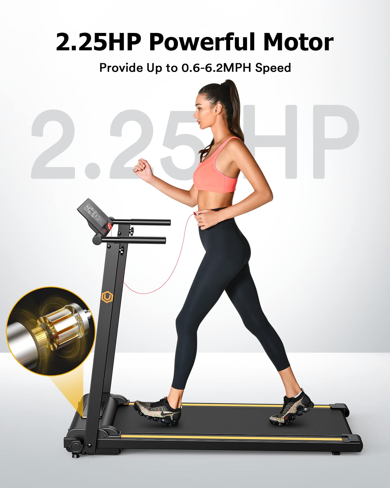 UREVO Walking Pad Treadmills for Home Office, Under Desk Compact Design Treadmill Portable Walking Pad Treadmill with Remote Control, LED Display