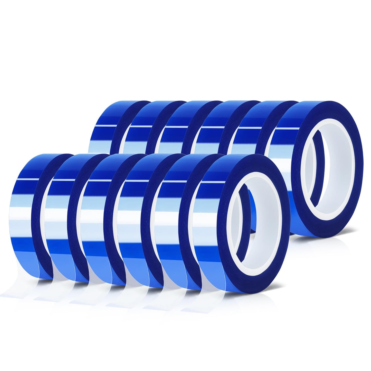 MEBMIK 12 Rolls 10mm x16m(52FT) Blue Heat Tape High Temperature Heat Resistant Tape Heat Transfer Tape for Heat Sublimation Press Vinyl,No Residue