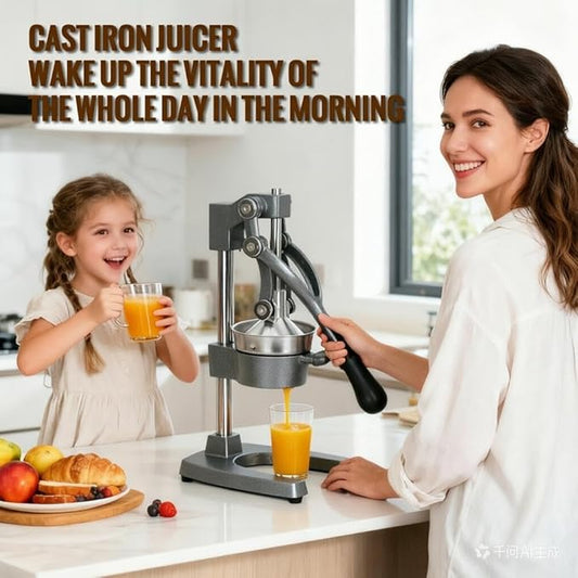 Cast Iron Juicer, Cast Iron Juicer Hand Press Heavy Duty for Squeeze Fresher Juice from Oranges, Lemons, Pomegranates, Effortless, Stable, Easy Clean for Home, Bar, Commercial Use